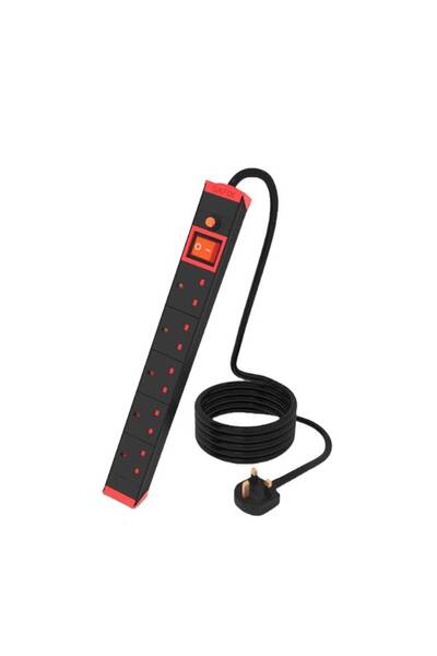 Safex وصلة كهربائية سوداء اللون، بخمسة منافذ وطول خمسة ياردات.