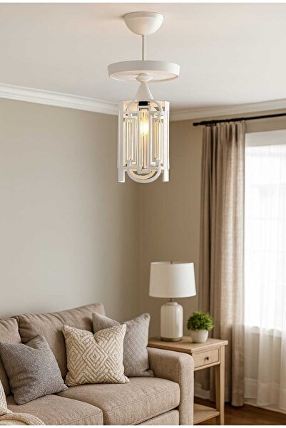 bongomia aydınlatma Kuğu Tekli Kristal Beyaz Plofonyer Tepsili Tekli Avize