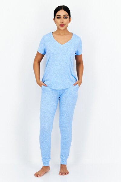 Avalanche Women 2 Piece Heather Top And Jogger Set, Blue