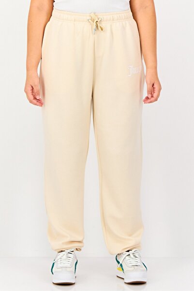 Juicy Couture بنطال رياضي نسائي بقصّة عادية وشعار العلامة التجارية، بيج