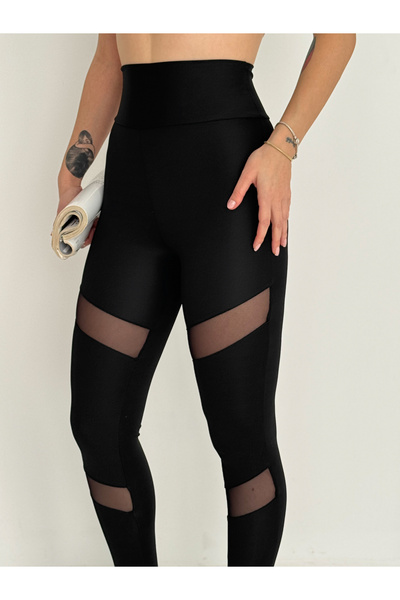 02Lady Fashion Tül Detaylı Esnek Tayt