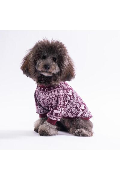 Pawstar Nordic Winter Reindeer Geyik Desenli Yılbaşı Noel Köpek Sweati Köpek ...