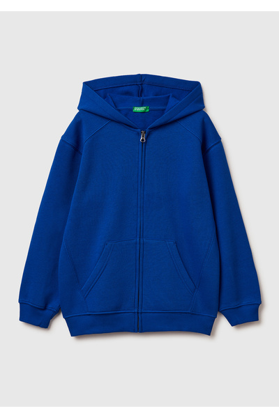 United Colors of Benetton سترة للأولاد أزرق بلون الكوبالت مطبوع بجيب واحد وسح...