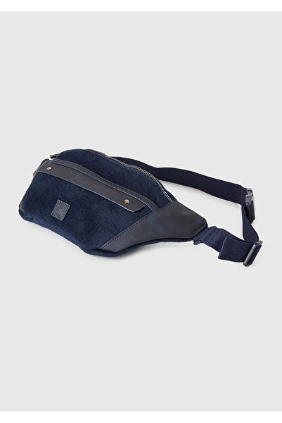 United Colors of Benetton Men's Navy Blue Zippered Waist Bag with Front Pocket