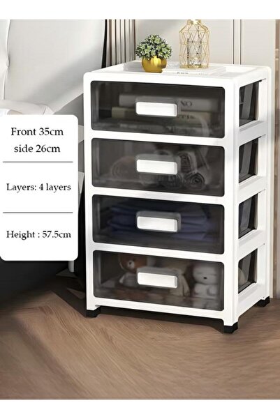 Generic 4 Layers Drawer Storage Cabinet Drawer Plastic Containers Box with Wheels