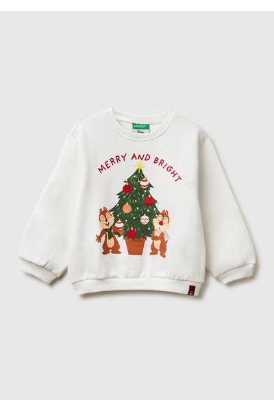 United Colors of Benetton Ecru pentru fete cu etichetă cu logo pe față cu imp...