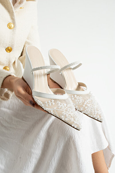 Lebibe Shoes DIA Pantofi de mireasă pentru femei, cu toc cu pană de 9 cm, cu ...