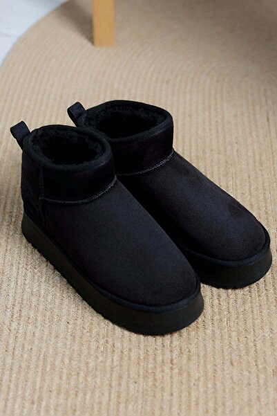 f.kereci Kalın Taban Mini Boy Süet Kadın Bot