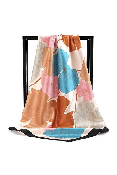 AKSESUARIM Colorful, Special Patterned (90X90) Stylish Satin Scarf the Size of a Scarf