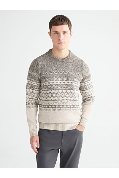 LC Waikiki Lcwaikiki Classic Crew Neck Patterned Men's Knitwear Sweater