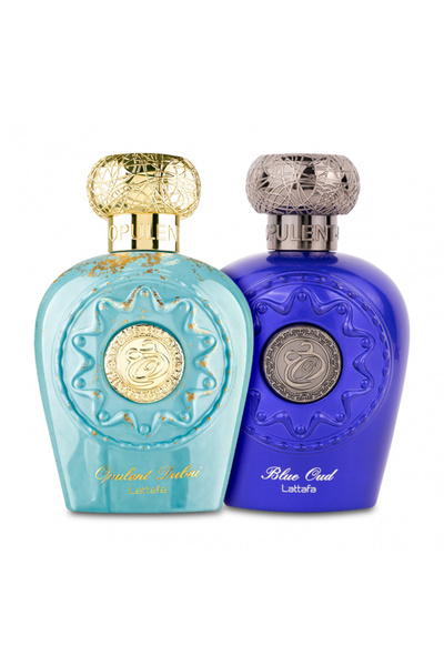lattafa Pachet de 2 parfumuri, Opulent Dubai 100 ml și Blue Oud 100 ml
