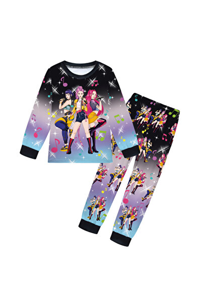 NO BRAND بيجاما أطفال بتصميم صائد الشياطين من الكيبوب، لون موحد، أكمام طويلة،...