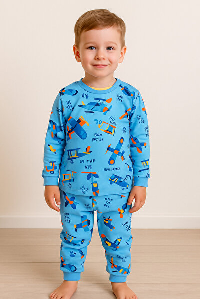 Bilge Trend Комплект пижама от памучен джърси с мотив самолет за момченца