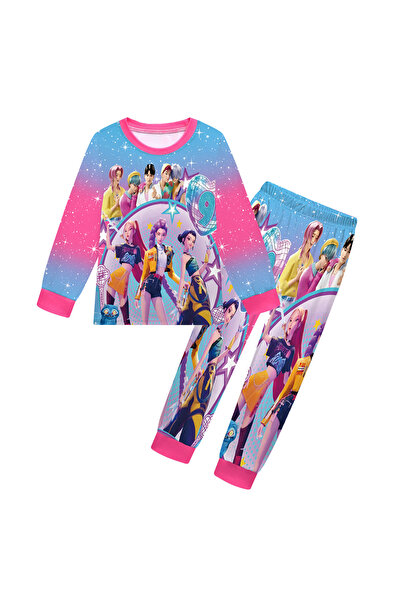 NO BRAND K-Pop Devil Hunter Kids' Pajamas, uni, long sleeves, pink, 120cm