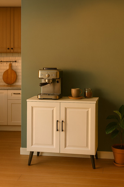 bangu Kahve Köşesi Dolabı ( Derinlik 47 cm ) Çok Amaçlı Dolap ( 80 cm ) Raflı Mutfak Dolabı BKDM007