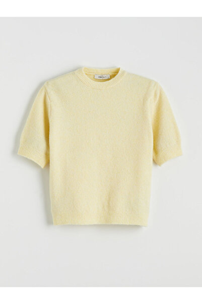 LC Waikiki LCW Vision Pulover tricotat pentru femei, cu gât rotund, galben