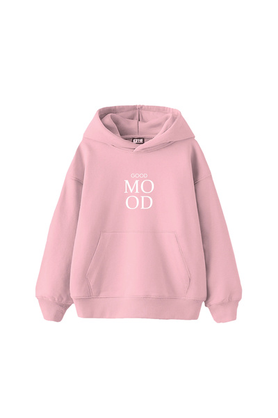 Bak Moda Good Mood με τύπωμα oversized Unisex ροζ φούτερ με κουκούλα