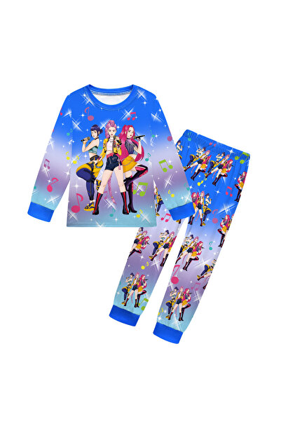 NO BRAND بيجاما أطفال بتصميم صائد الشياطين من الكيبوب، لون موحد، أكمام طويلة،...