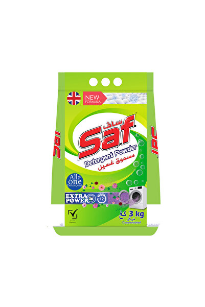 Saf مسحوق غسيل أخضر 3 كجم - إزالة فعالة للبقع برائحة خضراء منعشة