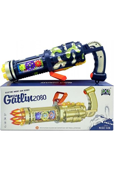 Generic Battery-Operated Musical Gatling Toy Gun for Kids – Light & Sound Effects (34×14×9.5 cm)