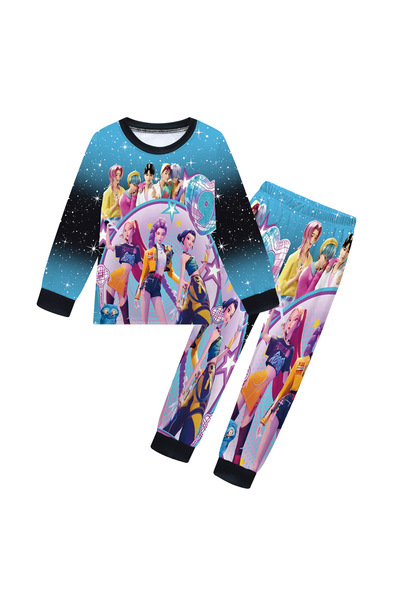 NO BRAND K-Pop Devil Hunter kids' pajamas, uni, long sleeves, black, size 130cm