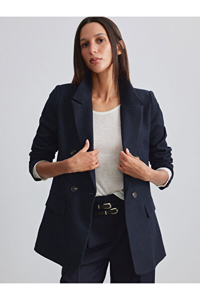 LC Waikiki Navy Blue Regular Fit Women's Cashmere Blazer Jacket