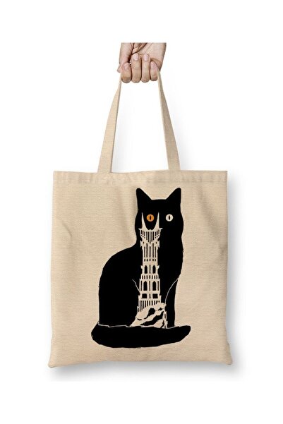 Toyaso Geantă din pânză albă Lord Of The Rings pisică Geantă de cumpărături c...