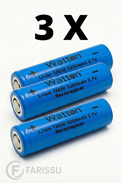 farissu Watton 18650 Li-ion Şarjlı Pil 5200mAh 3.7V – El Feneri, Kafa Feneri ...