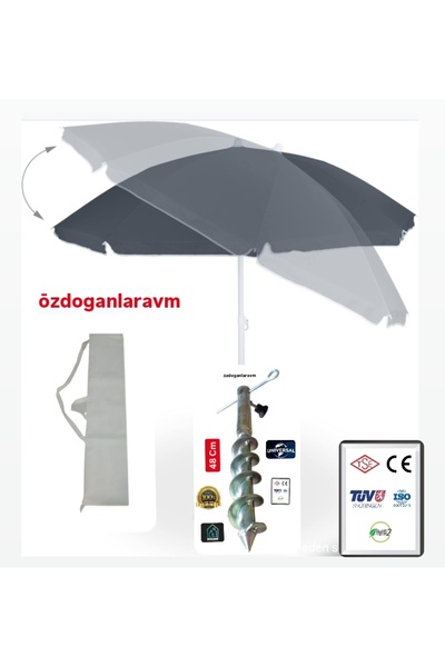 dogant özdoğanlar avm Gri Plaj Deniz Kamp 2 Metre 10 Telli Şemsiyesi + Çanta ...
