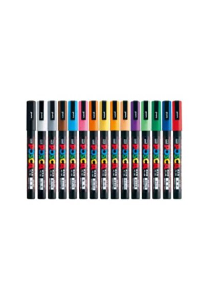 POSCA Set of 15 Markers, Permanent, Water-Based, 0.9 mm, Multicolor