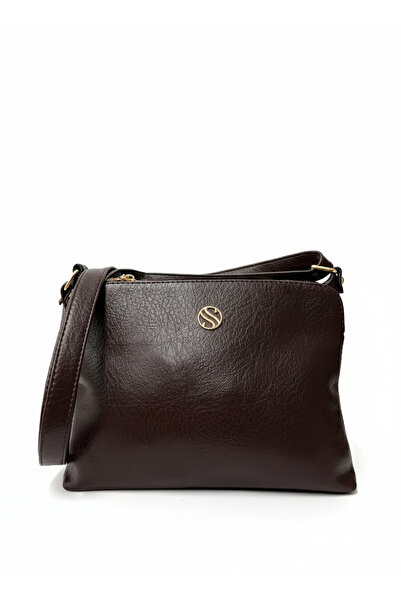 Sanmorris Women's Faux Leather Adjustable Cross Strap Shoulder Bag with 4 Compartments and Metal Zipper