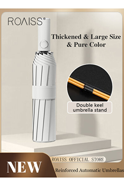 ROAISS Unisex Full Automatic Umbrella Rain and Shine Dual Use Large Reinforce...