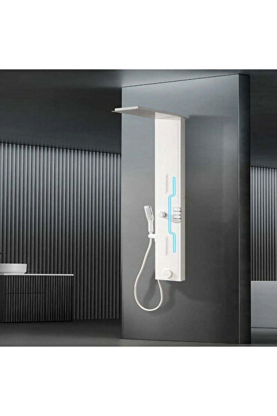 shark design Panou de duș Shark cu efect de ploaie și jeturi de masaj, LED în...