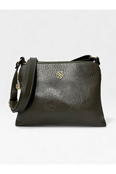 Sanmorris Women's Faux Leather Adjustable Cross Strap Shoulder Bag with 4 Compartments and Metal Zipper