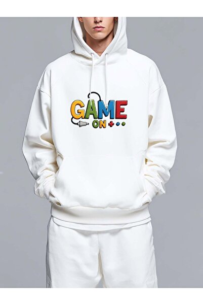 MIXSNOW سويت شيرت بغطاء رأس مطبوع قصة فضفاضة : "حان وقت اللعب" - أسلوب عصري مريح