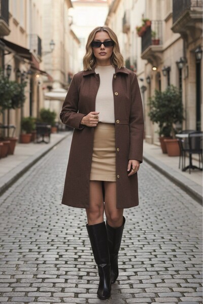 Toridas Dikiş Detaylı Tasarım Kaşe Kaban