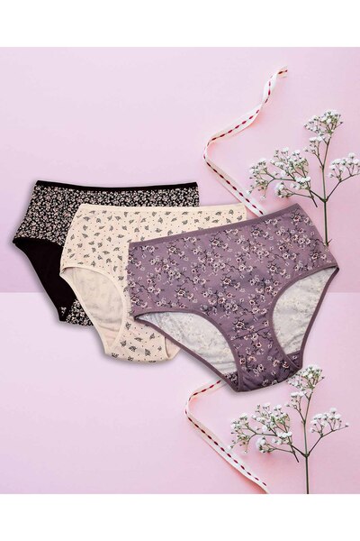 R&B عبوة من 3 سراويل داخلية نسائية مطبوع باللون الموف