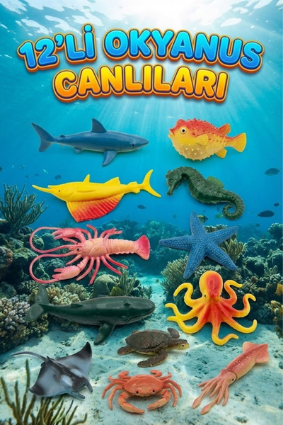 craftivio Okyanus Deniz Canlıları Figür Seti Mini Boy / Eğitici Hayvan Oyunca...