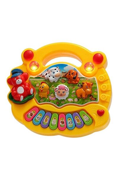 BLOOMING TIME لعبة بيانو بلاستيكية موسيقية على شكل مزرعة حيوانات، مزودة بأضوا...