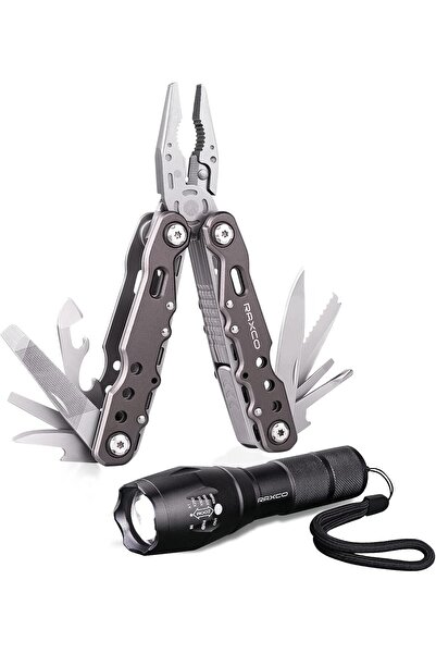 Generic Multi-Tool Pliers Set with Flashlight Stainless Steel Camping Survival Gear Screwdriver Knife Gift