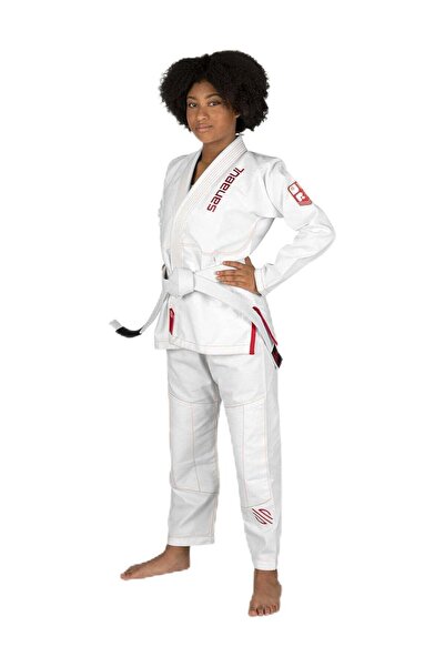 Sanabul زيّ جيو جيتسو برازيلي خفيف الوزن للأطفال من فيوتشر ليجندز، أبيض/أحمر K4