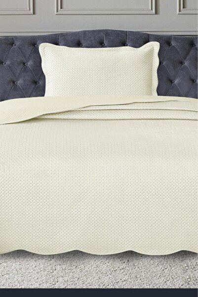 Çeyiz Diyarı Cuvertură de pat de lux din catifea Silvia, cremă