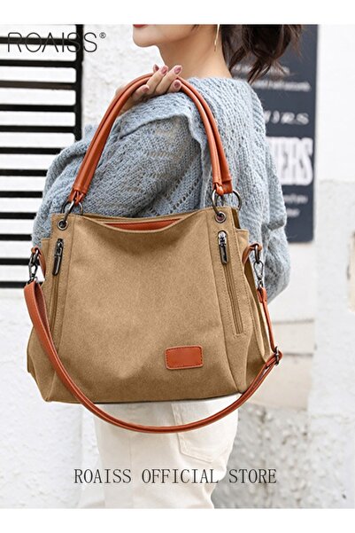 ROAISS Women's Large Capacity Shoulder Tote Bag Casual Canvas Handbag Crossbo...
