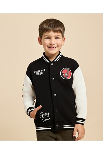 R&B Spiderman Printed Jacket With Snap Button Closure