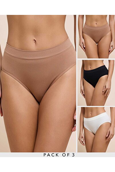 R&B 3 Pack Ribbed Seamfree Bikini Briefs