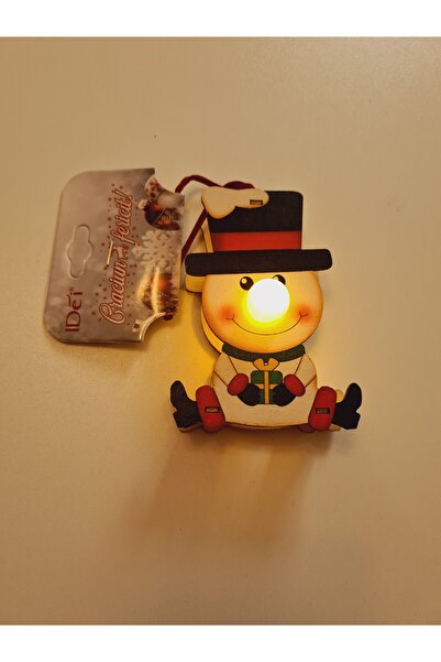 LUDIRO Wooden Christmas Tree Decoration, Luminous, with Snowman Figurine, 18x2 cm, Multicolor