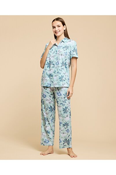 R&B Women'S Mint Printed Pyjama Set