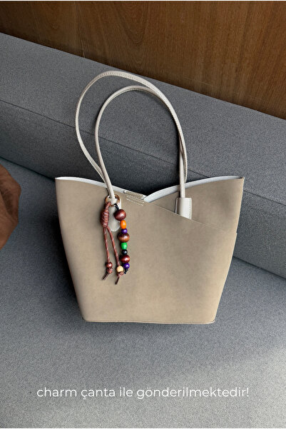 Mupa Shoes Women's Hand and Shoulder Bag Beige Suede