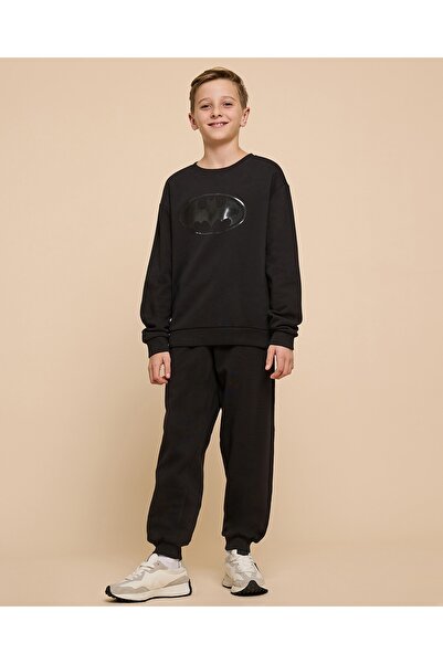 R&B Boy'S Black Batman Printed Clothing Set