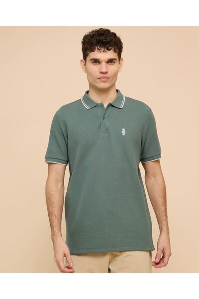 R&B Logo Embroidered Polo T-Shirt With Short Sleeves